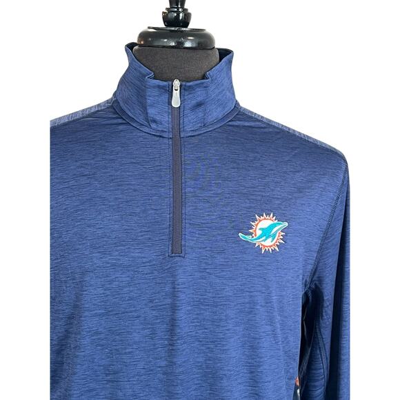 Tommy Bahama S NFL Apparel Miami Dolphins Blue Islandzone 1/4 zip Pullover NWT - Picture 2 of 8